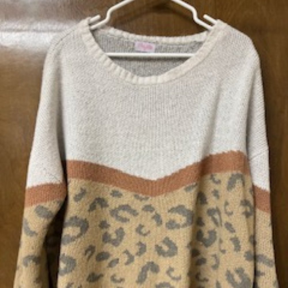 XL Pink Lilly Sweater with Leopard